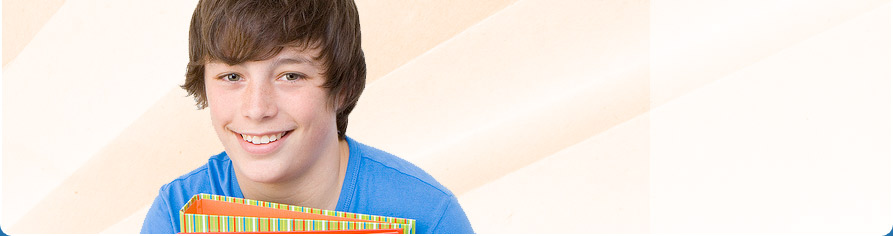 teen boy with books